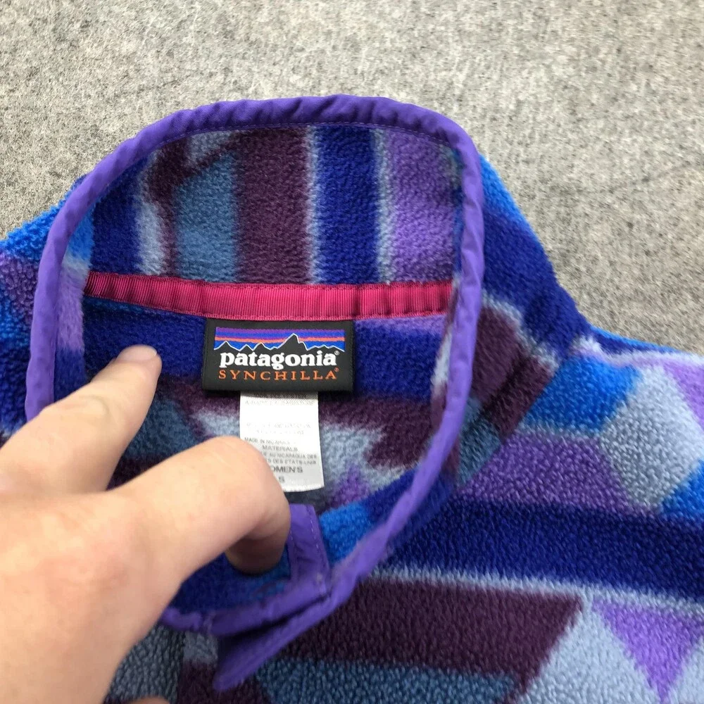 Patagonia Jacket Womens Small Multicolor Synchilla Fleece Snap Pullover Aztec - Picture 6 of 10